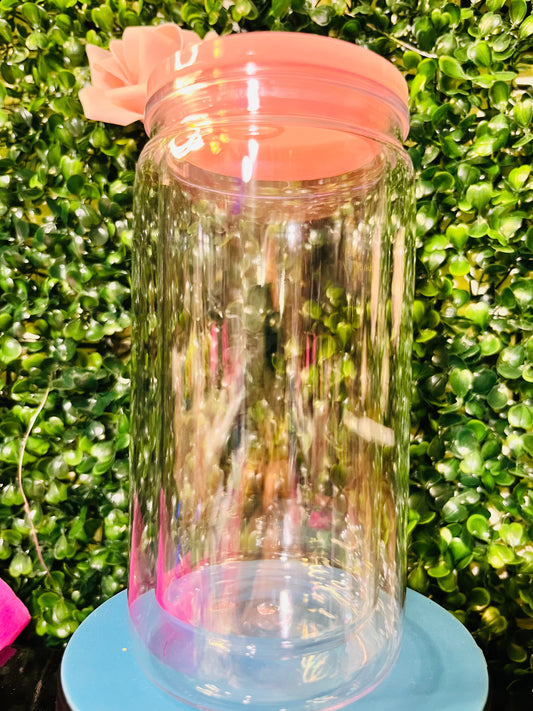16 oz Acrylic Double wall w/ baby pink lid