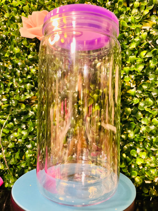 16 oz Acrylic double wall w/purple lid & straw