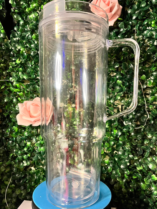 40 oz Acrylic double wall tumbler w/ handle